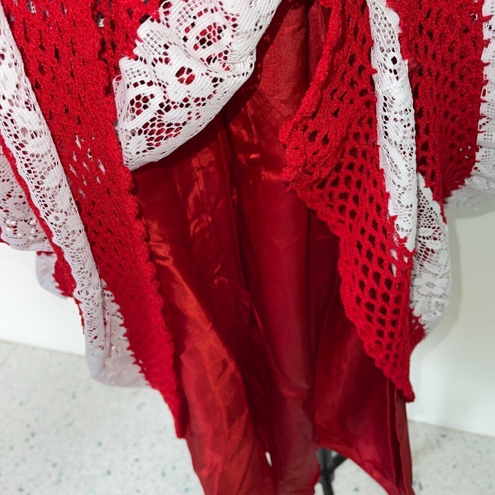 Vintage Womens Crochet Lace Skirt Size Large Fully Lined Red White Midi Button - Picture 8 of 13